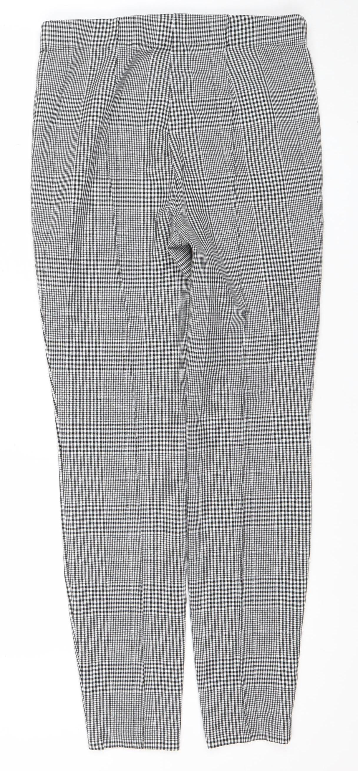 Marks and Spencer Women's Black Check Stretch Work Trousers Size 10
