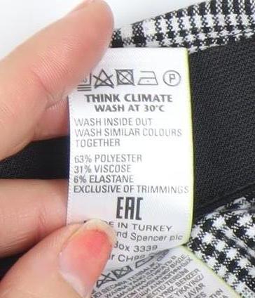 Marks and Spencer Women's Black Check Stretch Work Trousers Size 10