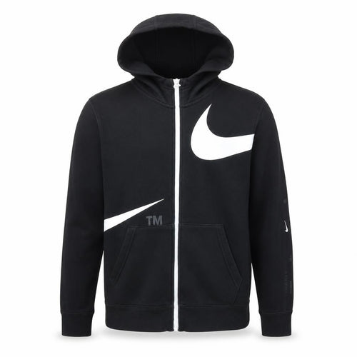 Nike Boys Black Full Zip Hoodie Large 147-158cm Cotton Blend Swoosh Design