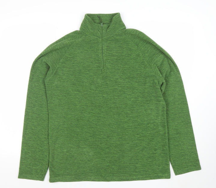 Mountain Warehouse Men's Green XL 1/4 Zip Pullover Fleece Sweatshirt