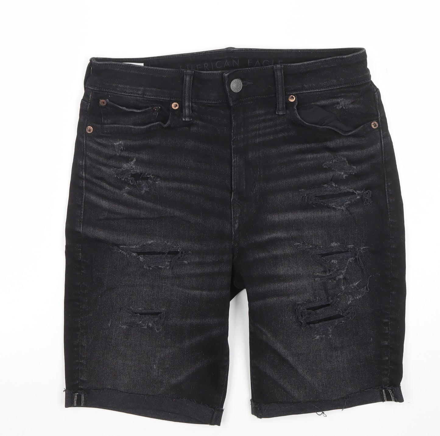 American Eagle Men’s Black Distressed Denim Shorts Size 30
