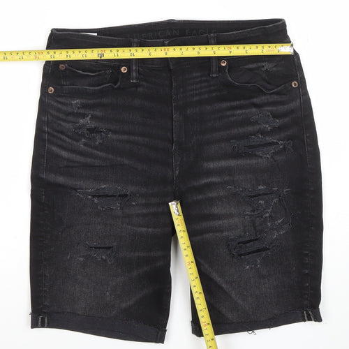 American Eagle Men’s Black Distressed Denim Shorts Size 30