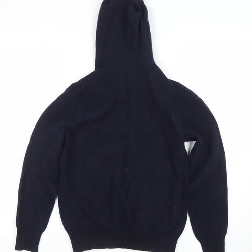 Paul Costelloe Boys Navy Wool Cashmere Pullover Hoodie Size L
