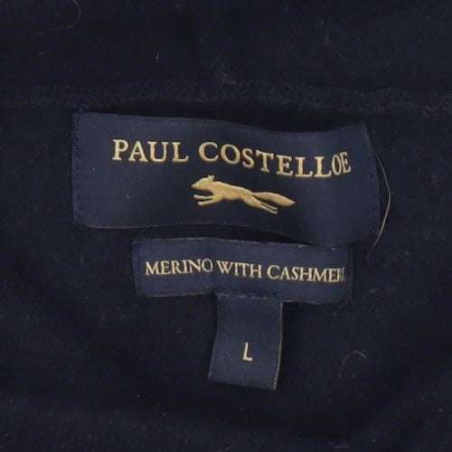 Paul Costelloe Boys Navy Wool Cashmere Pullover Hoodie Size L