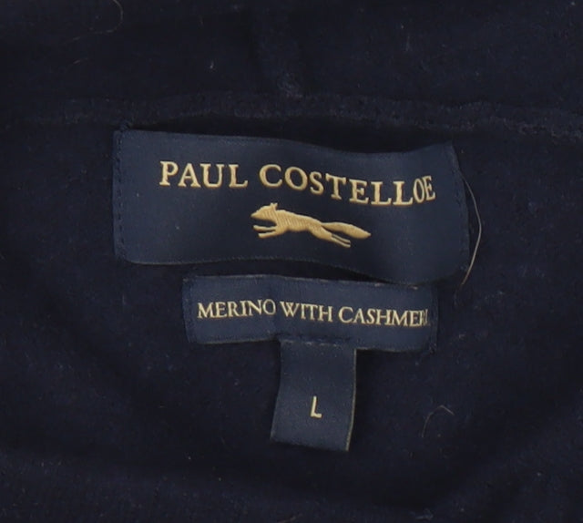 Paul Costelloe Boys Navy Wool Cashmere Pullover Hoodie Size L