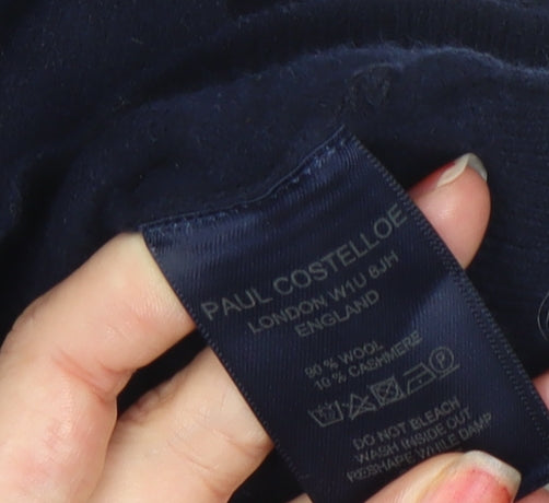 Paul Costelloe Boys Navy Wool Cashmere Pullover Hoodie Size L