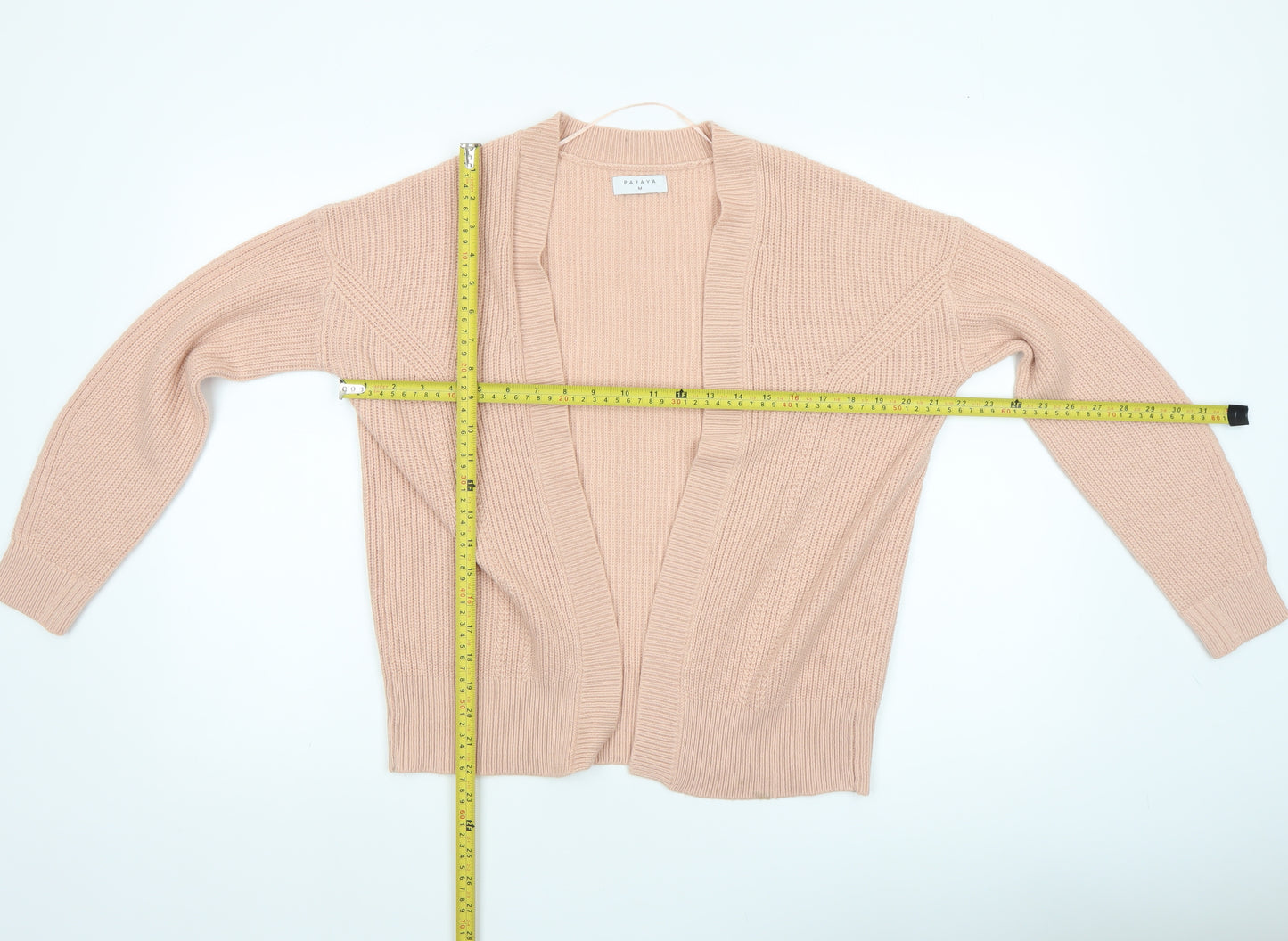 Papaya Women’s Beige Knit Cardigan Size M Long Sleeve Acrylic