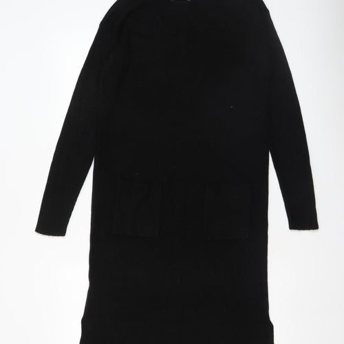 Papaya Women’s Black Size 8 Jumper Dress V-Neck Knit Long Sleeve