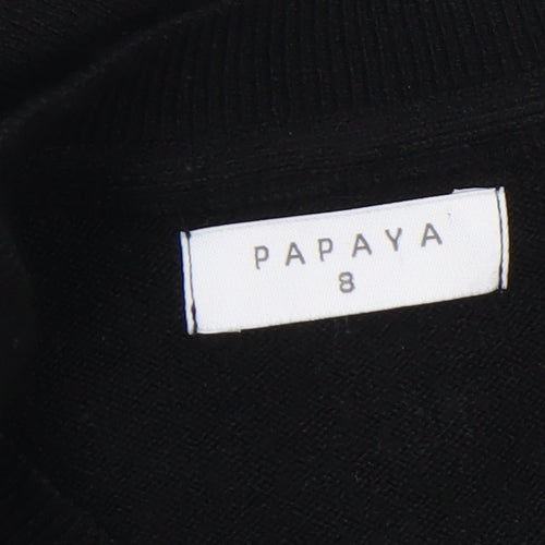Papaya Women’s Black Size 8 Jumper Dress V-Neck Knit Long Sleeve