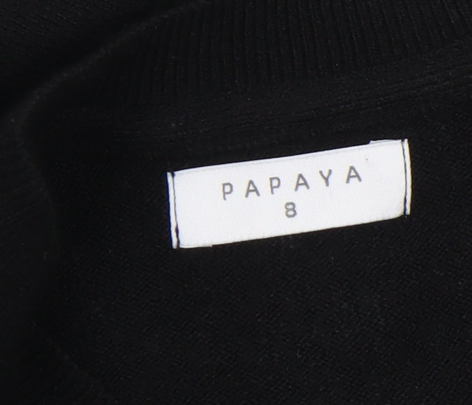 Papaya Women’s Black Size 8 Jumper Dress V-Neck Knit Long Sleeve