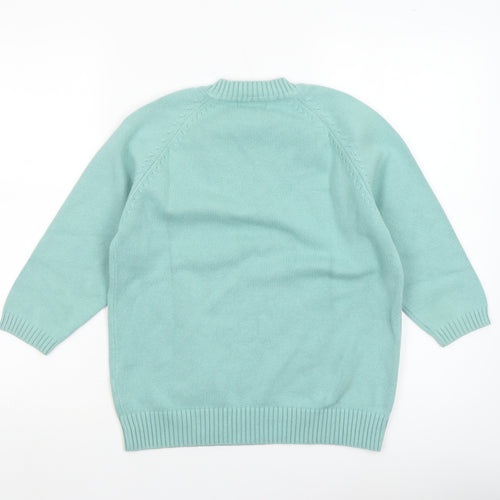 Berkertex Women's Mint Green V-Neck Cotton Blend Jumper Size 10-12