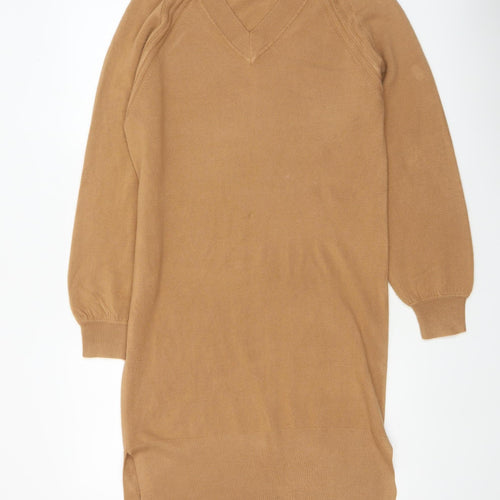 Papaya Women’s Beige V-Neck Knit Jumper Dress Size 8