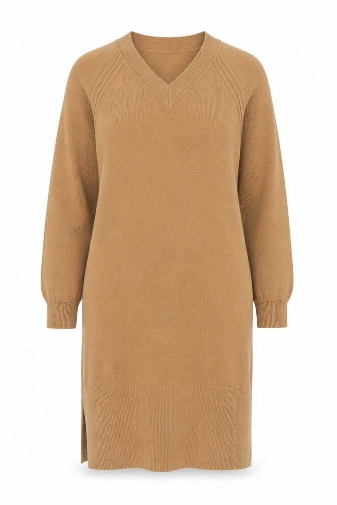 Papaya Women’s Beige V-Neck Knit Jumper Dress Size 8
