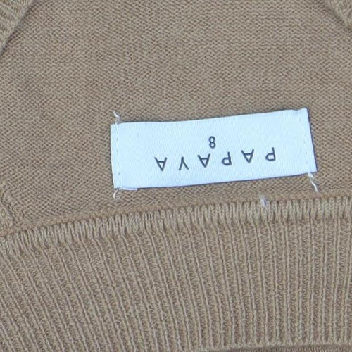 Papaya Women’s Beige V-Neck Knit Jumper Dress Size 8