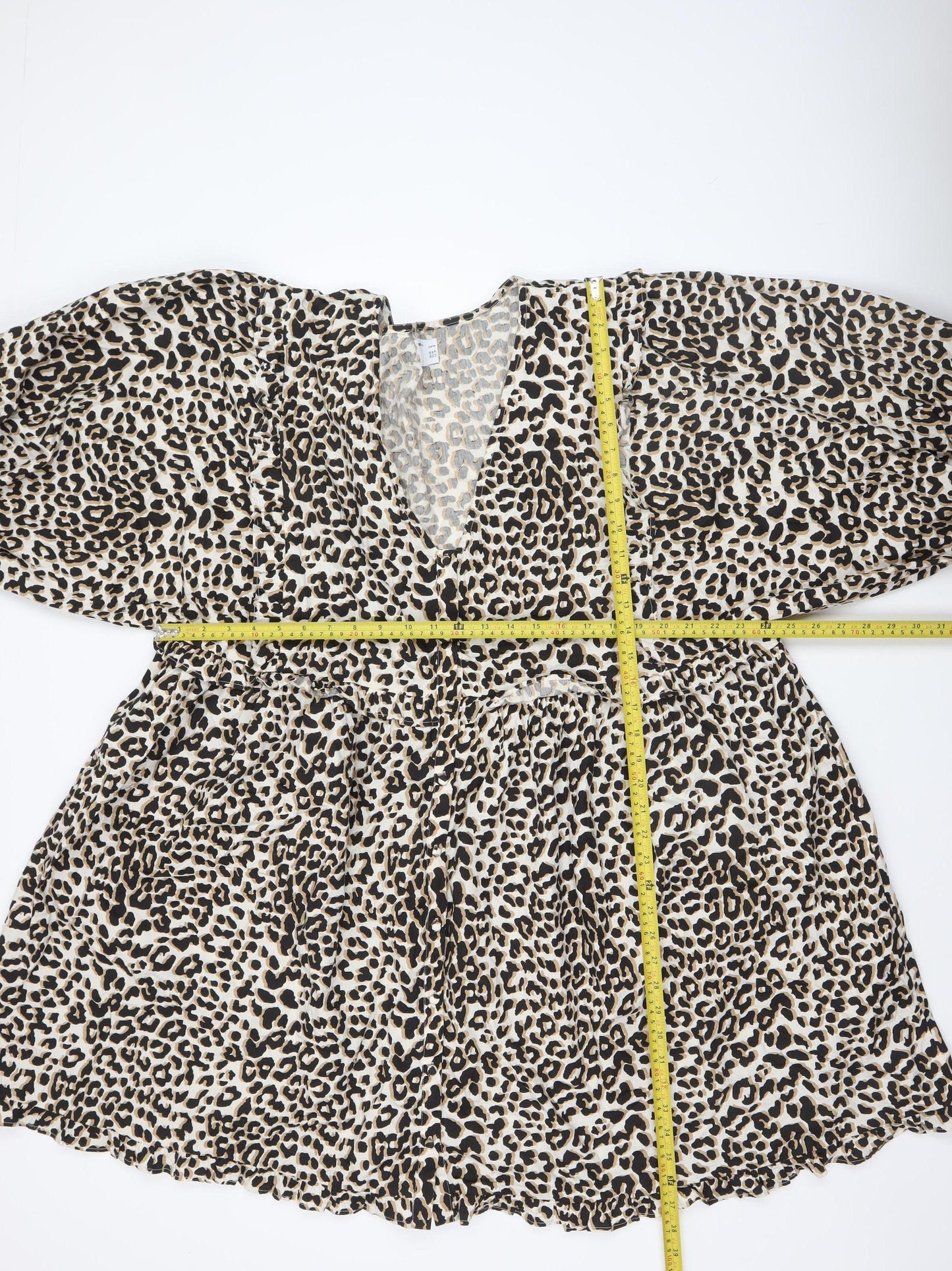 ASOS Women's Beige Leopard Print A-Line Short Dress Size 22