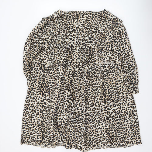 ASOS Women's Beige Leopard Print A-Line Short Dress Size 22
