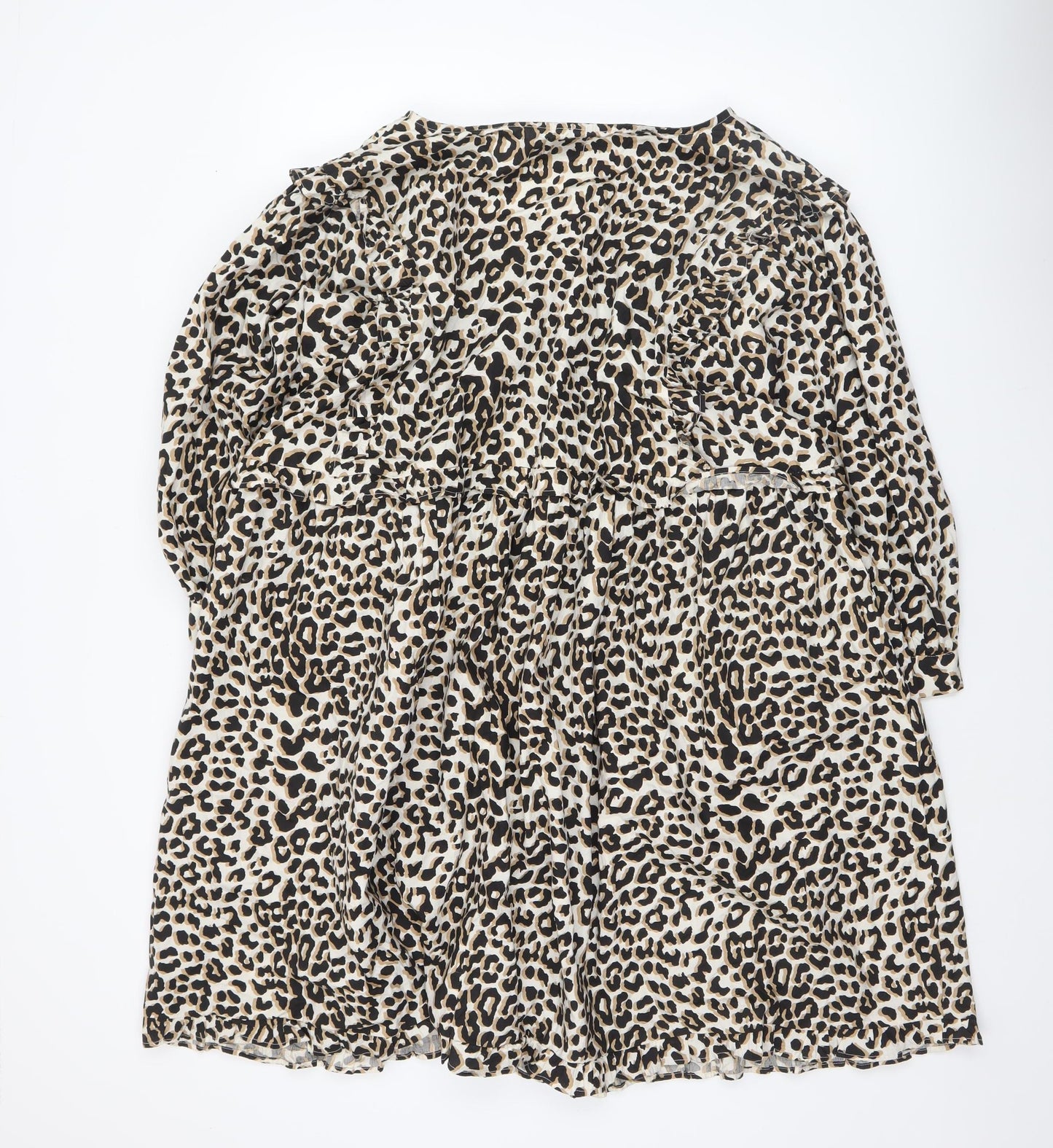 ASOS Women's Beige Leopard Print A-Line Short Dress Size 22