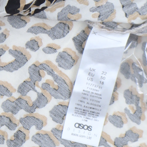 ASOS Women's Beige Leopard Print A-Line Short Dress Size 22
