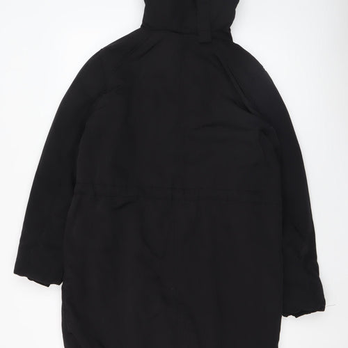 H&M Women’s Black Long Hooded Parka Coat Size 10