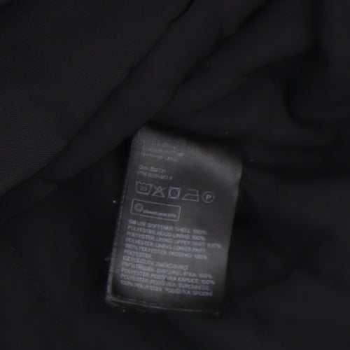 H&M Women’s Black Long Hooded Parka Coat Size 10