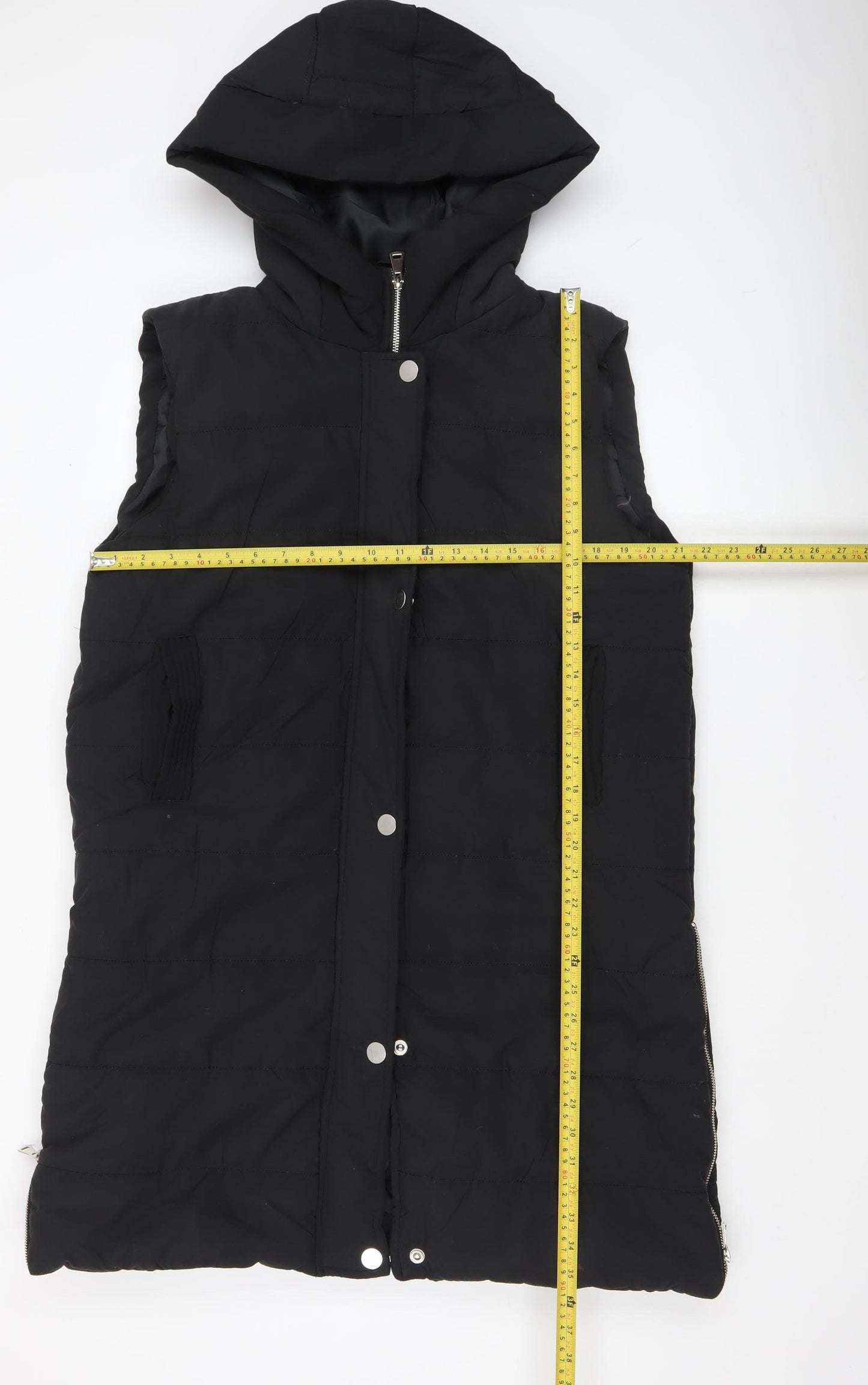 Rising Women's Black XL Puffer Hooded Sleeveless Waistcoat