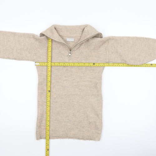 I Love Girlswear Beige Half Zip Jumper Girls Age 7 Years Acrylic Knit