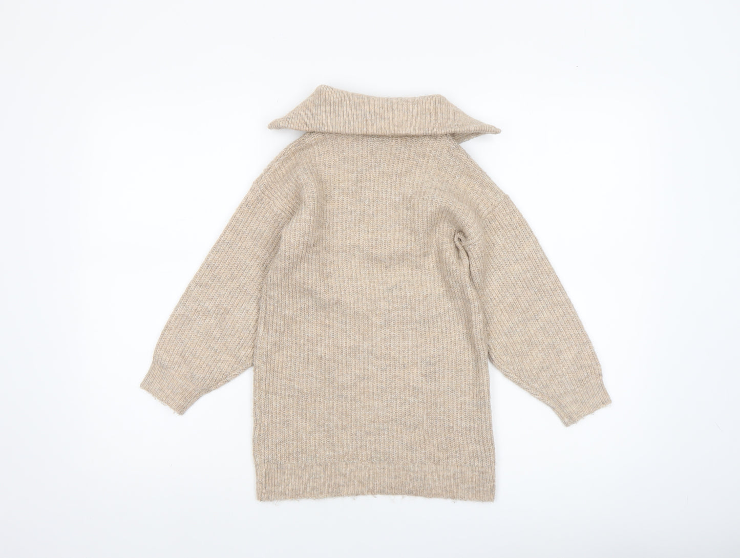 I Love Girlswear Beige Half Zip Jumper Girls Age 7 Years Acrylic Knit
