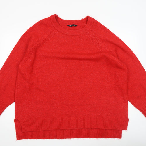 Peacocks Women's Red Crew Neck Relaxed Knit Jumper XL
