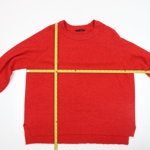 Peacocks Women's Red Crew Neck Relaxed Knit Jumper XL
