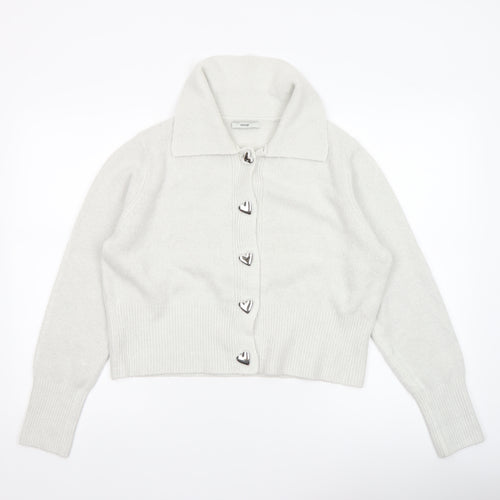 George Women’s Ivory Collared Cardigan L Long Sleeve Knit