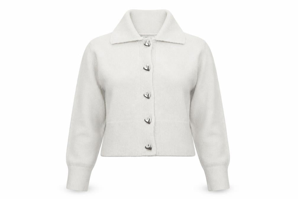 George Women’s Ivory Collared Cardigan L Long Sleeve Knit