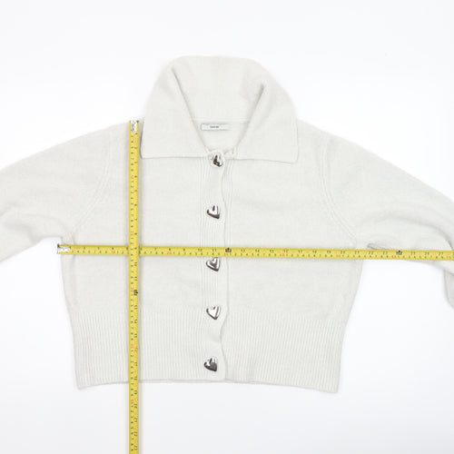 George Women’s Ivory Collared Cardigan L Long Sleeve Knit