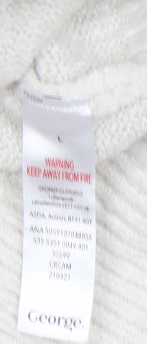 George Women’s Ivory Collared Cardigan L Long Sleeve Knit