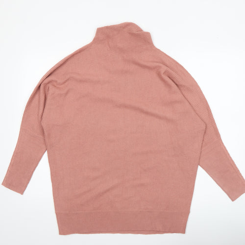 Next Womens Pink Mock Neck Acrylic Knit Jumper Size 12