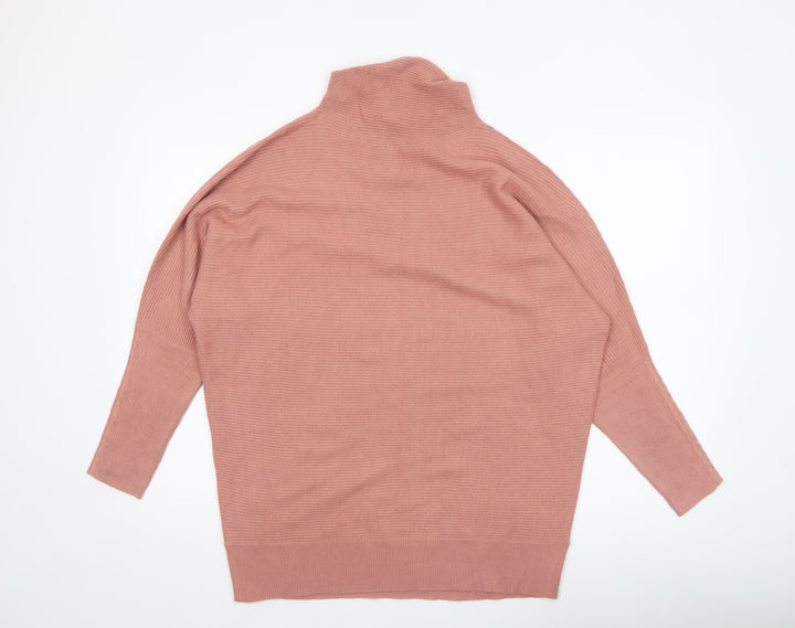 Next Womens Pink Mock Neck Acrylic Knit Jumper Size 12