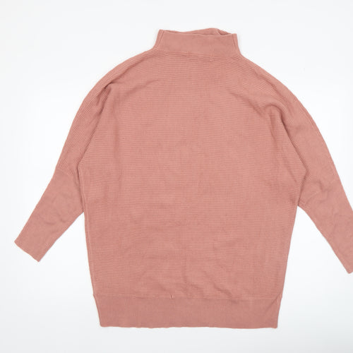 Next Womens Pink Mock Neck Acrylic Knit Jumper Size 12