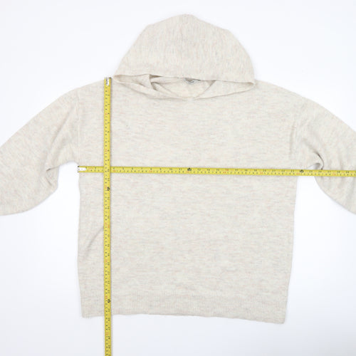 George Women Beige Hooded Pullover Knit Jumper Size L