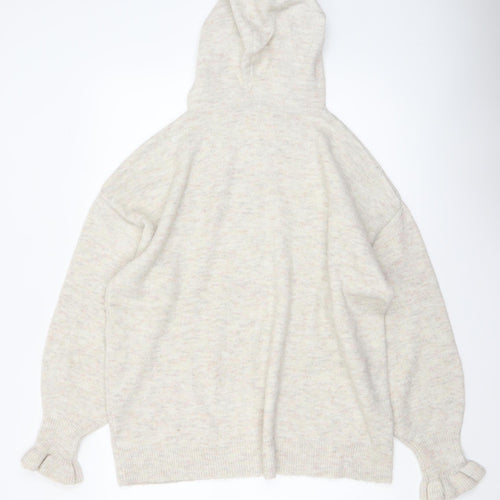 George Women Beige Hooded Pullover Knit Jumper Size L
