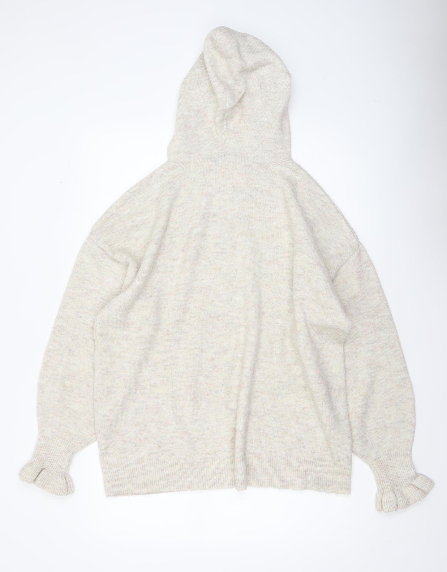 George Women Beige Hooded Pullover Knit Jumper Size L
