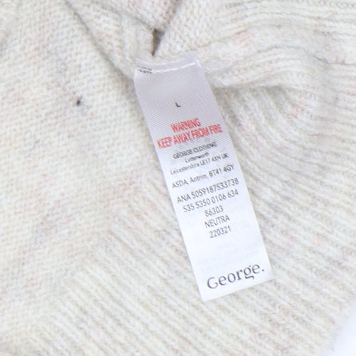 George Women Beige Hooded Pullover Knit Jumper Size L