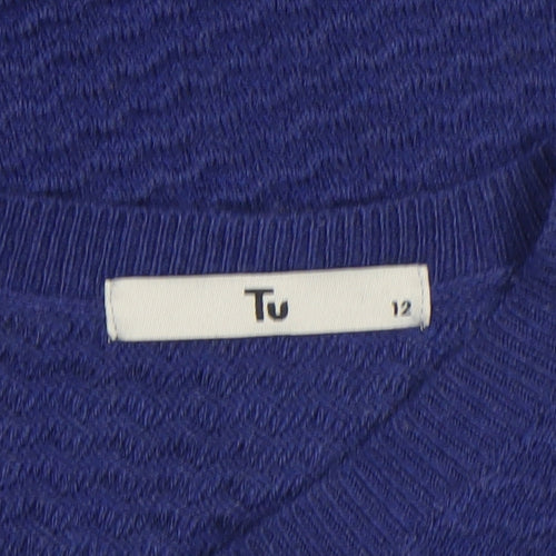 Tu Women’s Blue Shift Dress Size 12 Knit Short Sleeve Workwear