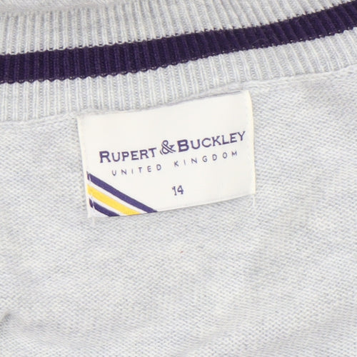 Rupert & Buckley Women's Grey V-Neck Cardigan Size 14
