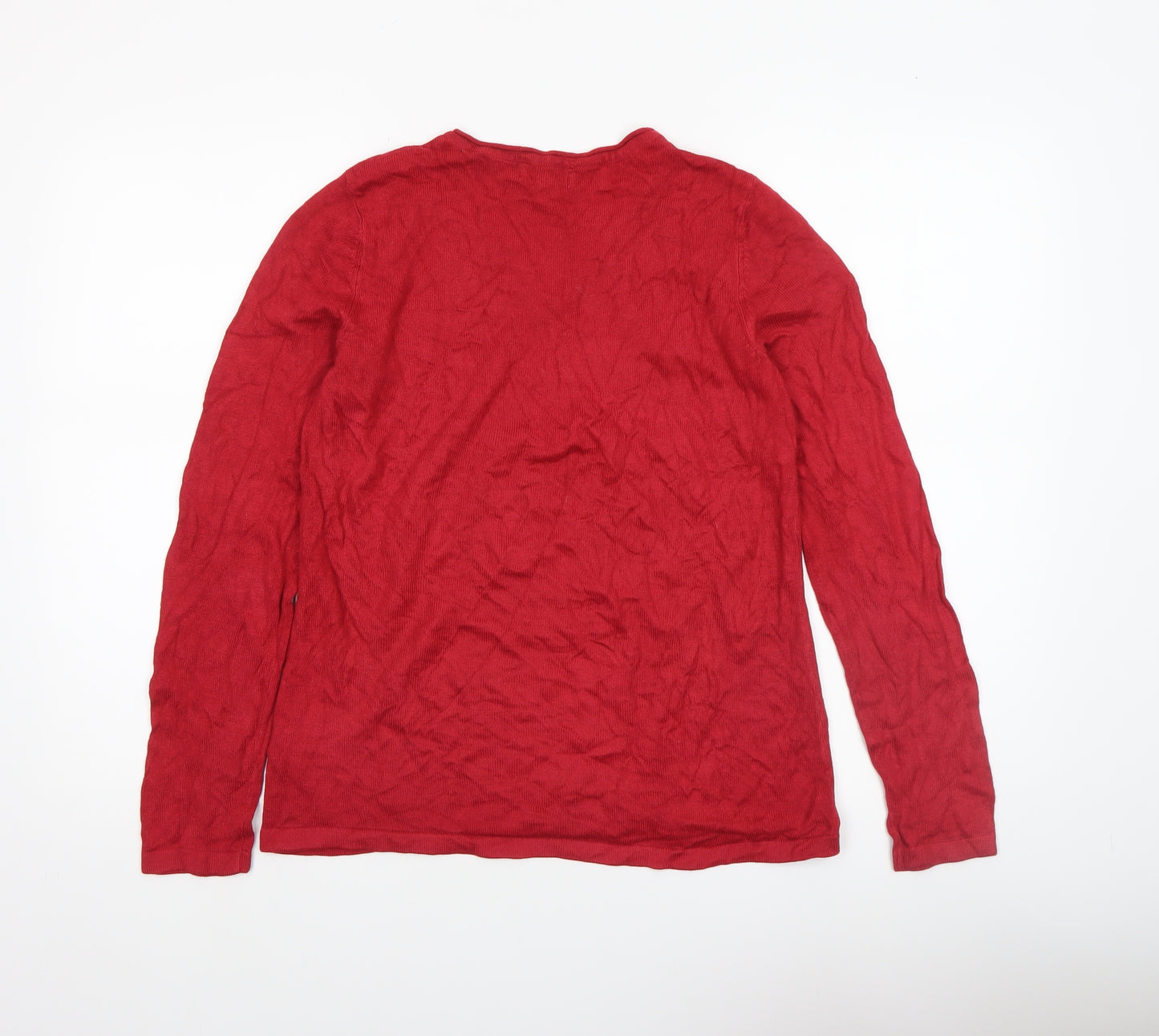 Croft & Barrow Women's Red Argyle V-Neck Cotton Jumper Size S