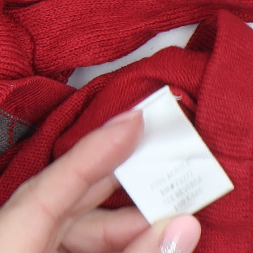 Croft & Barrow Women's Red Argyle V-Neck Cotton Jumper Size S