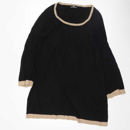 Marks and Spencer Womens Black Size 12 Round Neck Long Sleeve Pullover Jumper