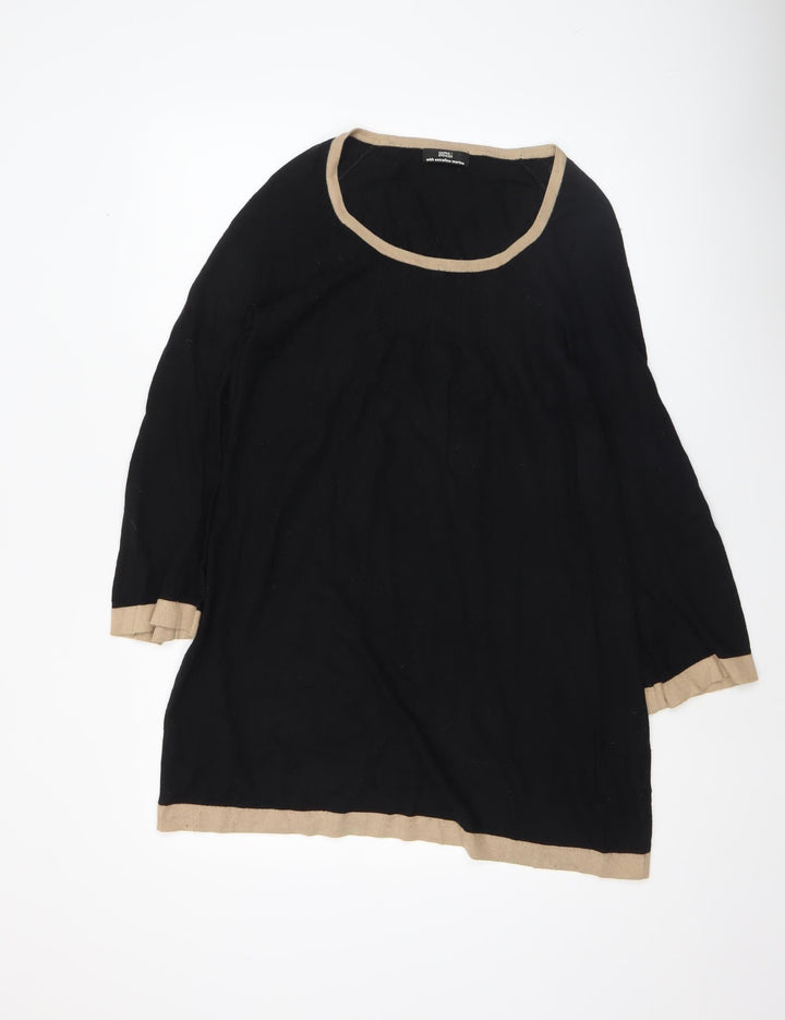 Marks and Spencer Womens Black Size 12 Round Neck Long Sleeve Pullover Jumper