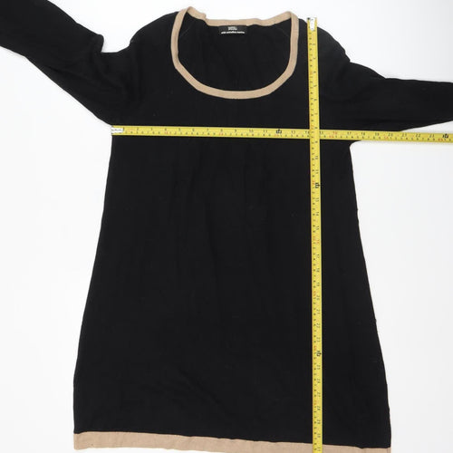 Marks and Spencer Womens Black Size 12 Round Neck Long Sleeve Pullover Jumper
