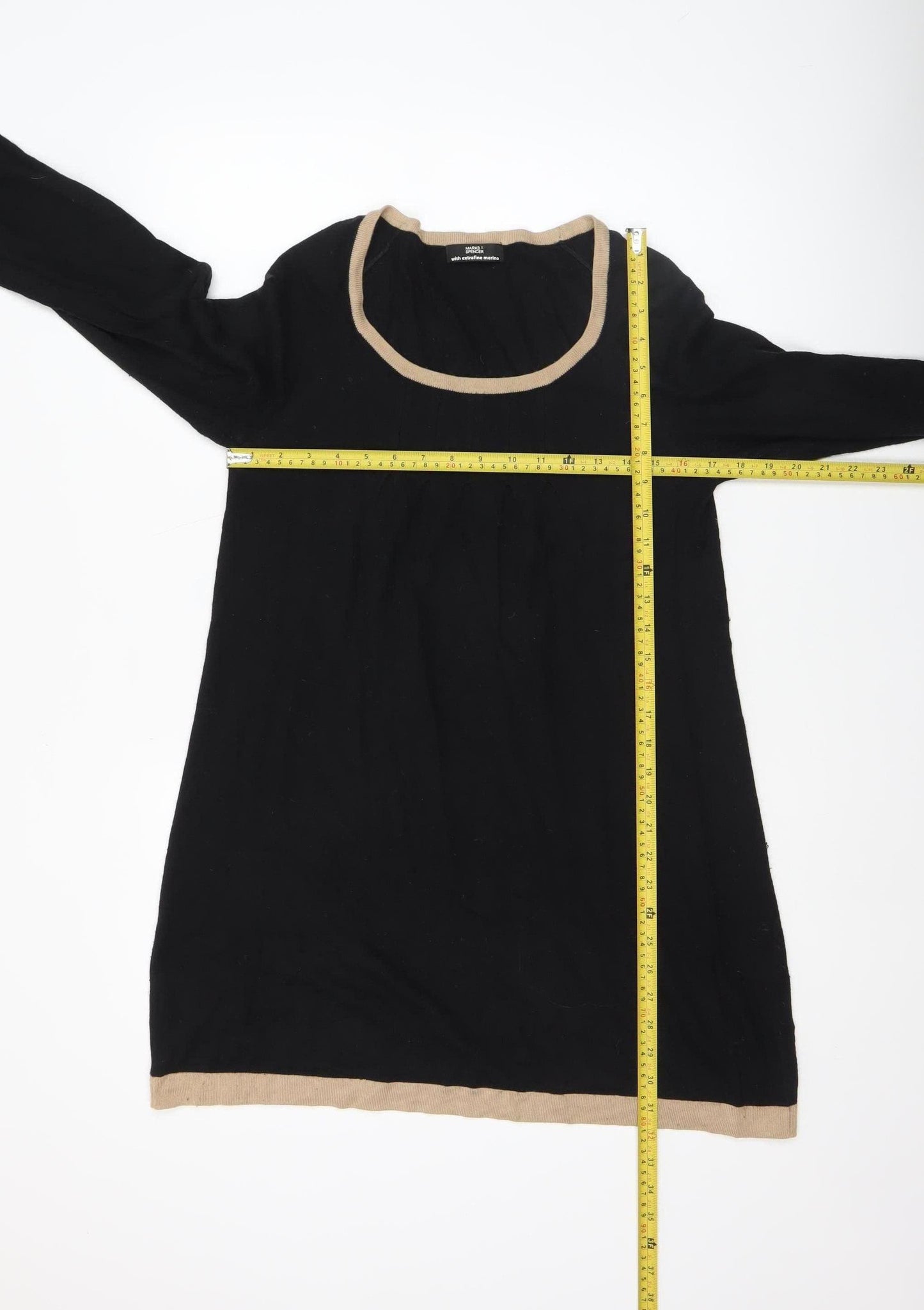 Marks and Spencer Womens Black Size 12 Round Neck Long Sleeve Pullover Jumper