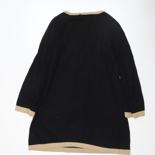 Marks and Spencer Womens Black Size 12 Round Neck Long Sleeve Pullover Jumper