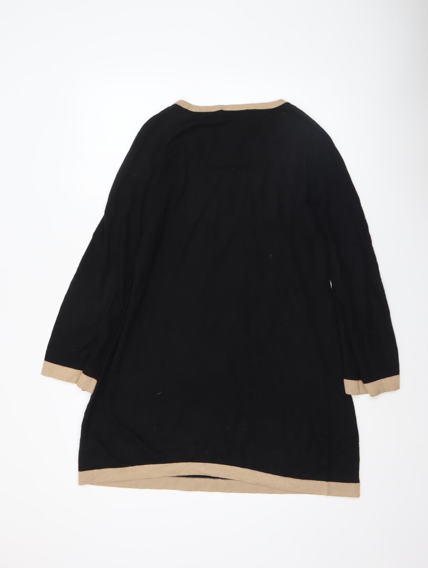 Marks and Spencer Womens Black Size 12 Round Neck Long Sleeve Pullover Jumper